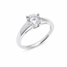 Load image into Gallery viewer, Sterling Silver Rhodium Plated Round Lab Grown Diamond 3.2mm Solitaire Engagement Ring