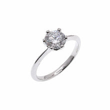 Load image into Gallery viewer, Sterling Silver Rhodium Plated Round 6.5mm Lab Grown Diamond Solitaire Engagement Ring