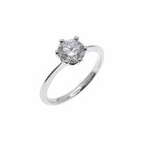 Sterling Silver Rhodium Plated Round 6.5mm Lab Grown Diamond Solitaire Engagement Ring
