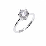 Sterling Silver Rhodium Plated Round Lab Grown Diamond Solitaire Engagement Ring