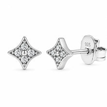 Load image into Gallery viewer, Sterling Silver Rhodium Plated Lab Grown Diamonds Quatrefoil Stud Earring