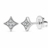 Sterling Silver Rhodium Plated Lab Grown Diamonds Quatrefoil Stud Earring