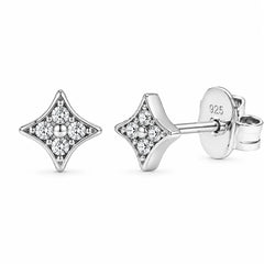 Sterling Silver Rhodium Plated Lab Grown Diamonds Quatrefoil Stud Earring