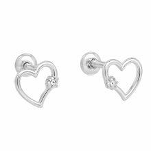 Load image into Gallery viewer, Sterling Silver Rhodium Plated Lab Grown Diamonds Open Heart Earrings