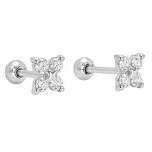 Load image into Gallery viewer, Sterling Silver Rhodium Plated Lab Grown Diamonds Clover Stud Earrings