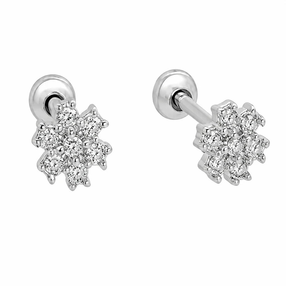 Sterling Silver Rhodium Plated Lab Grown Diamonds Nova Stud Earrings