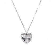 Load image into Gallery viewer, Sterling Silver Rhodium Plated Lab Grown Diamonds Radiant Heart Pendant Adjustable Necklace