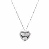 Sterling Silver Rhodium Plated Lab Grown Diamonds Radiant Heart Pendant Adjustable Necklace