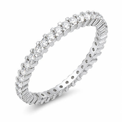 Sterling Silver Rhodium Plated Lab Grown Diamond Eternity Band Ring