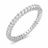 Sterling Silver Rhodium Plated Lab Grown Diamond Eternity Band Ring