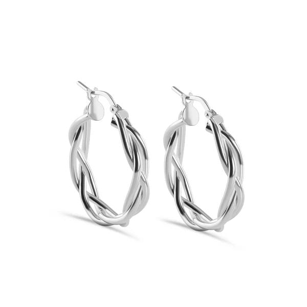 Sterling Silver High Polished Weave Hoop Earring