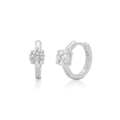 Sterling Silver Rhodium Plated Moissanite Hoop Earring