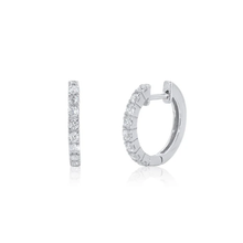 Load image into Gallery viewer, Sterling Silver Rhodium Plated Huggie Moissanite Studded Hoop Earring