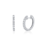 Sterling Silver Rhodium Plated Huggie Moissanite Studded Hoop Earring