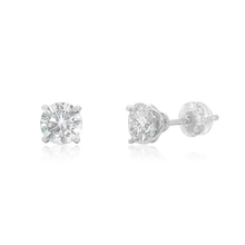 Load image into Gallery viewer, Sterling Silver Rhodium Plated 6.5mm Round Moissanite Studded Stud Earring