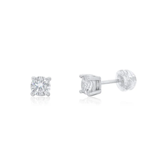 Load image into Gallery viewer, Sterling Silver Rhodium Plated Round Moissanite Studded Stud Earring