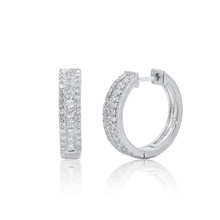 Load image into Gallery viewer, Sterling Silver Rhodium Plated Moissanite Studded Hoop Earring