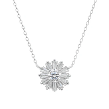 Load image into Gallery viewer, Sterling Silver Rhodium Plated Radiant Burst Moissanite Adjustable Pendant