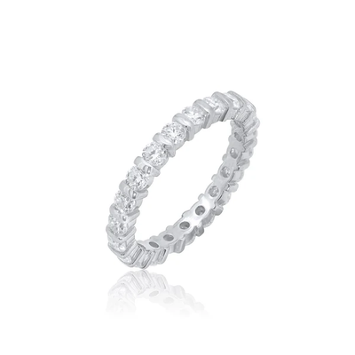Sterling Silver Rhodium Plated Moissanite Eternity Band Ring