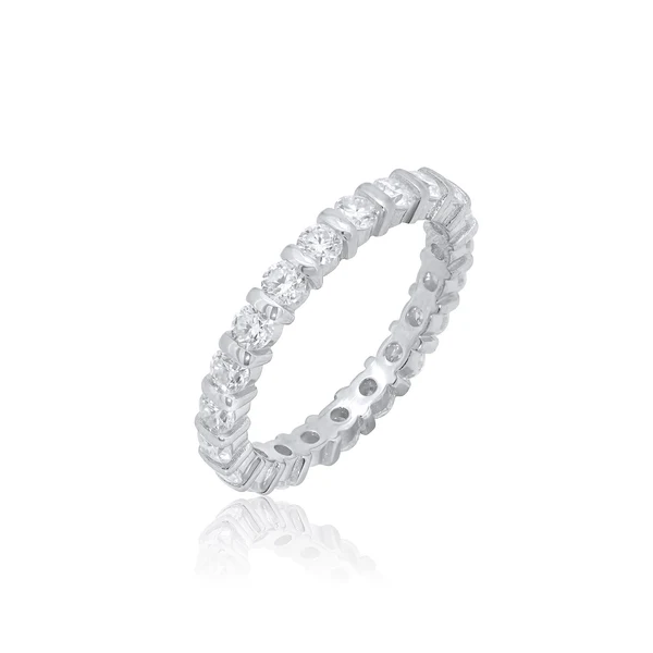 Sterling Silver Rhodium Plated Moissanite Classic Solitaire Engagement Ring
