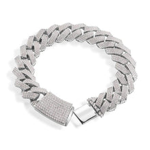 Load image into Gallery viewer, Sterling Silver Rhodium Plated Moissanite Curb Bracelet