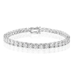 Sterling Silver rhodium-plated-moissanite-stone-5mm-tennis-bracelet