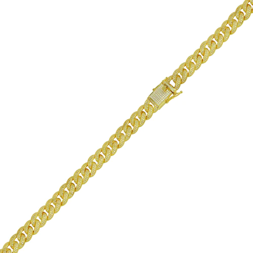 Sterling Silver Gold Plated Moissanite Curb 9.5mm Bracelet