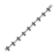 Sterling Silver Rhodium Plated Green Moissanite Infinity Cross Bracelet