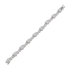 Sterling Silver Rhodium Plated Moissanite Heart Infinity Bracelet