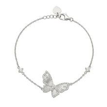 Load image into Gallery viewer, Sterling Silver Rhodium Plated Moissanite Butterfly And Solitaire Accent Bracelet