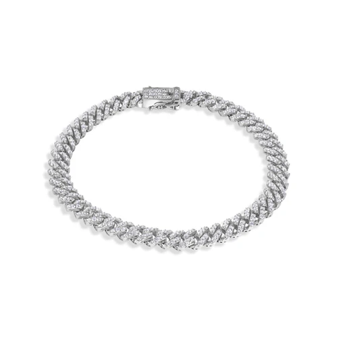Sterling Silver Rhoidum Plated Monaco Moissanite Stone Bracelet