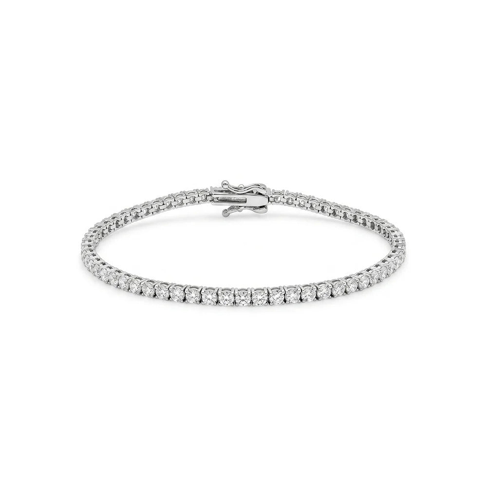 Sterling Silver Rhodium Plated Moissanite Tennis Bracelet