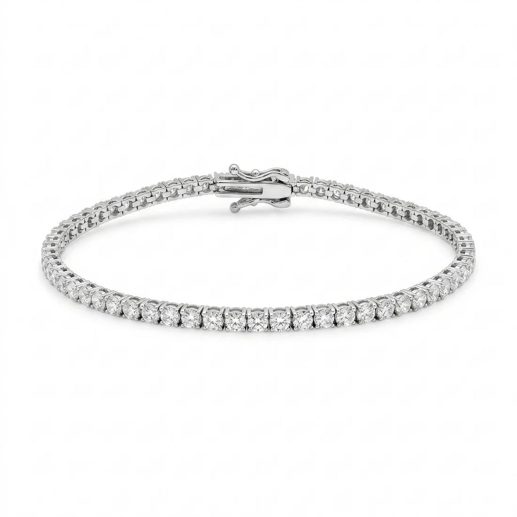 Sterling Silver Rhodium Plated Moissanite Tennis Bracelet
