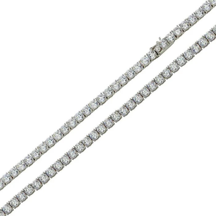 Sterling Silver Rhodium Plated Moissanite 2.2mm Tennis Necklace Or Bracelet