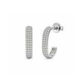 Sterling Silver Rhodium Plated Moissanite Multi Row Pave Earring