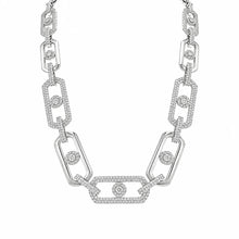 Load image into Gallery viewer, Sterling Silver Rhodium Plated Moissanite 13mm Geometric Alternating Link Pave Necklace