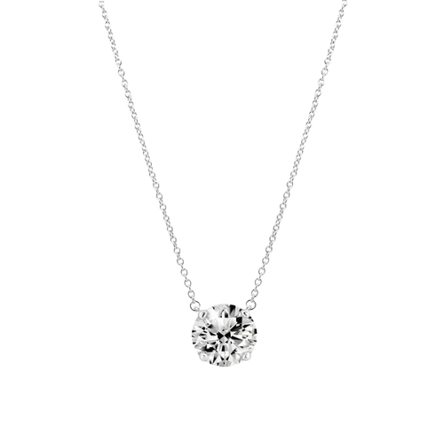 Sterling Silver Rhodium Plated Moissanite Stone Solitaire Necklace