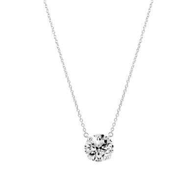 Sterling Silver Rhodium Plated Moissanite Stone Solitaire Necklace