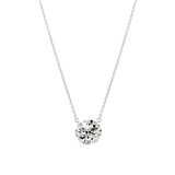 Sterling Silver Rhodium Plated Moissanite Stone Solitaire Necklace