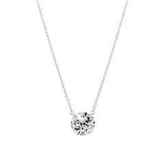 Sterling Silver Rhodium Plated Moissanite Stone Solitaire Necklace