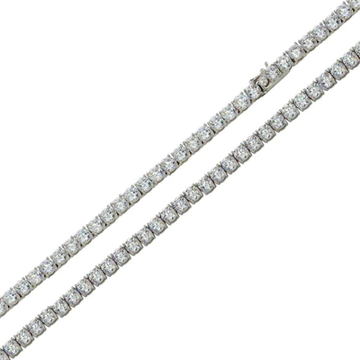 Sterling Silver Rhodium Plated Moissanite Stone Tennis Necklace