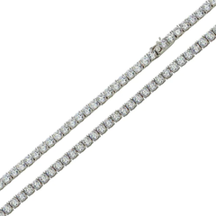 Sterling Silver Rhodium Plated Moissanite Stone 3mm Tennis Necklace