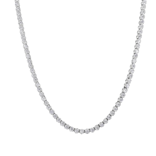 Sterling Silver Rhodium Plated Moissanite Stone Tennis Necklace