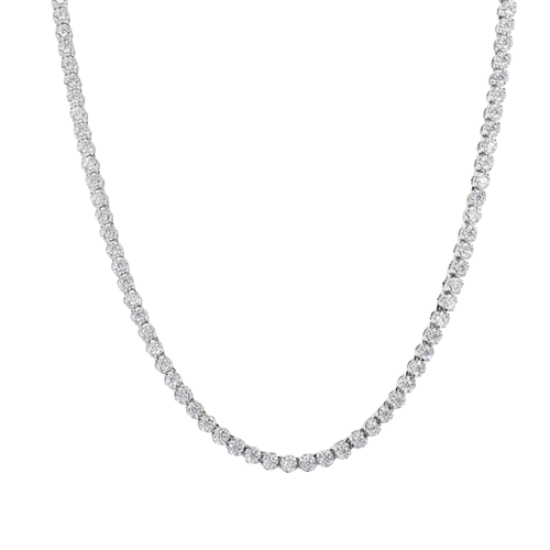Sterling Silver Rhodium Plated Moissanite Stone 3mm Tennis Necklace