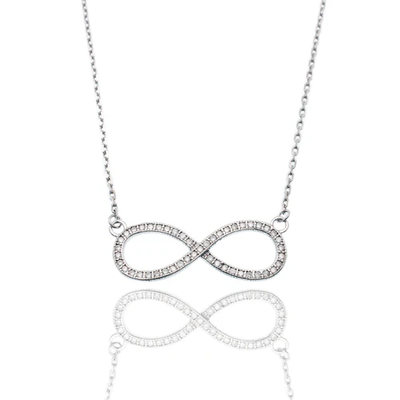 Sterling Silver Rhodium Plated Infinity Moissanite Stone Adjustable Necklace