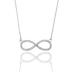 Sterling Silver Rhodium Plated Infinity Moissanite Stone Adjustable Necklace