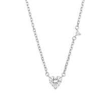 Load image into Gallery viewer, Sterling Silver Rhodium Plated Moissanite Heart With Side Stone Accent Necklace