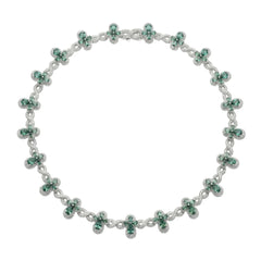 Sterling Silver Rhodium Plated Green Moissanite Infinity Cross Necklace