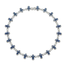 Load image into Gallery viewer, Sterling Silver Rhodium Plated Sapphire Moissanite Infinity Cross Necklace