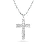 Sterling Silver Rhodium Plated Moissanite Iced Out Cross Pendant